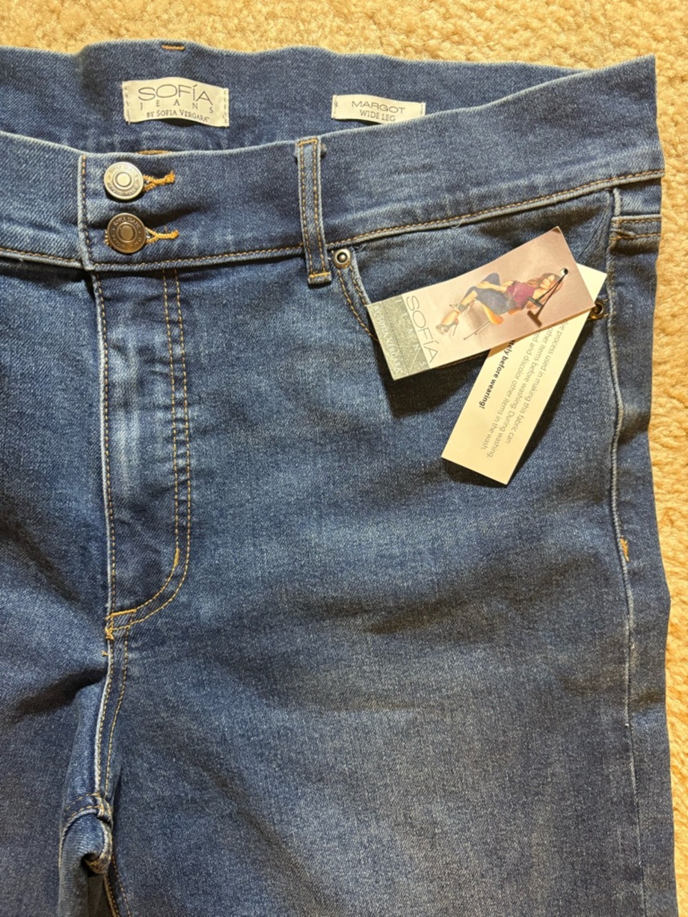 sofia by sofia vergara Women’s Medium Wash Blue Wide Leg Jeans NWT - Picture 3 of 4